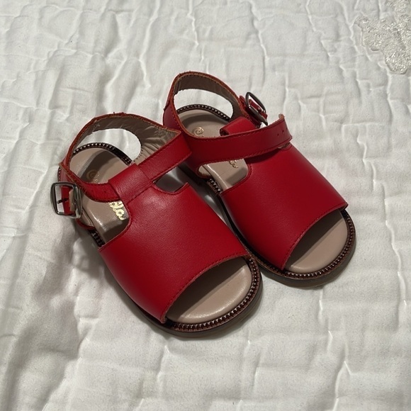 RED LEATHER CLASSIC SANDALS - Picture 6 of 8